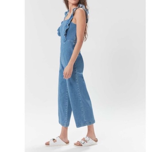 URBAN OUTFITTERS BDG Denim Ruffle Jumpsuit - Picture 1 of 10
